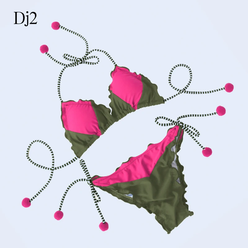 Летний бикини пуш-ап сексуальный купальник с краями листьев лотоса купальный