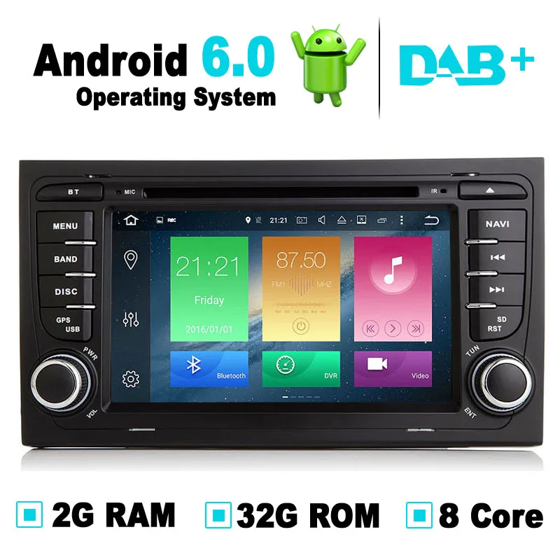 Восьмиядерный 2G RAM 32G ROM Android 6 0 Автомобильная навигационная система GPS DVD плеер