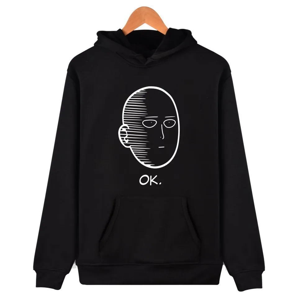 Saitama Hoodies Japanese One Punch Man Printed Hooded Pullovers Fleece Hoodie sweatshirts men women | Мужская одежда