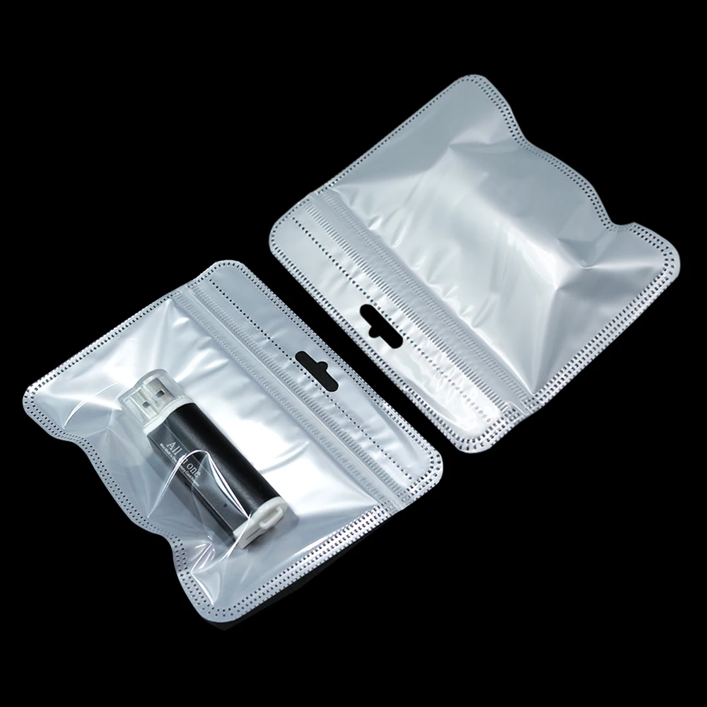 100 шт. прозрачный белый пластик для закрывания электронных аксессуаров на молнии