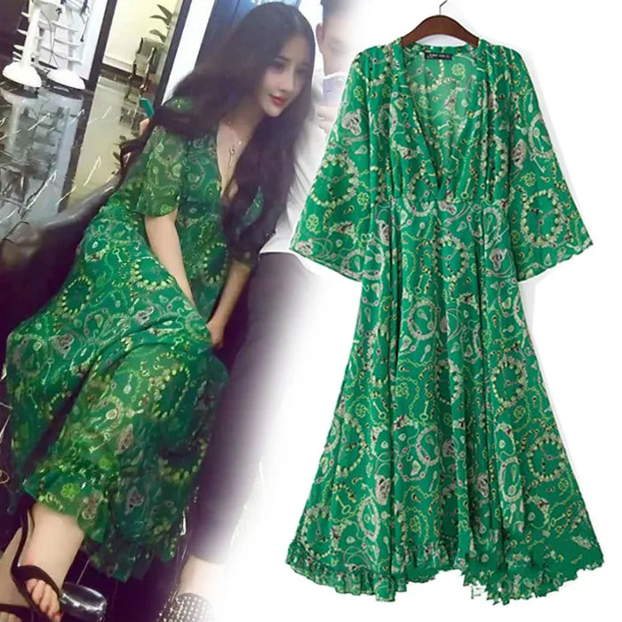 2017 богемное длинное платье женская одежда код женское пляжное шифоновое LYQ300|bohemian