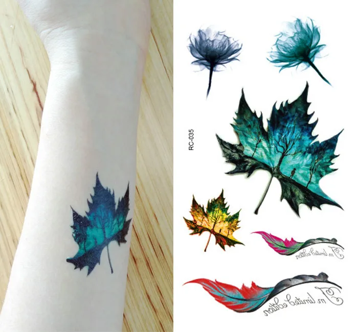 Новые наклейки для татуировки кленовый лист водонепроницаемые 10 5*6 см 3d четко