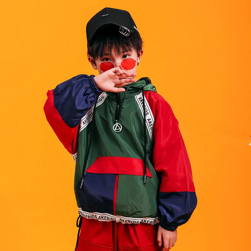 Top for boy Танцевальный Костюм для сцены в стиле джаз и хип-хоп, корейский стиль, одежда в стиле хип-хоп, детская одежда для уличных танцев, костюм для мальчиков и девочек - Цвет: Top for boy