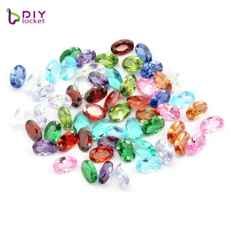 Diylocket 12 шт./лот циркон овальной Birthtones Подвески Цвета жемчужное Двойное сердце