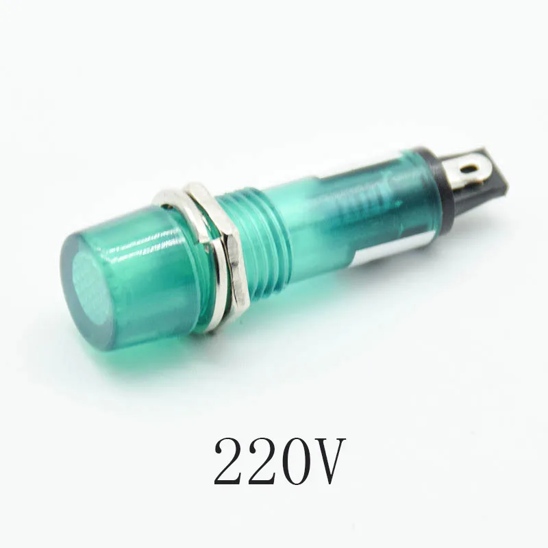220V 5 шт. сигнальная лампа панель монтажный неоновый Индикатор красный зеленый оранжевый свет 220 в 12 В 24 В DC монтажное отверстие 10 мм - Цвет: 220V