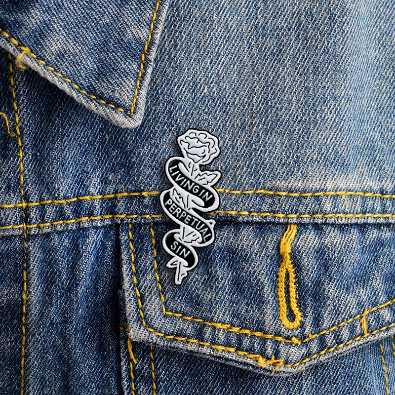 Эмалированная брошь с изображением розы мака вечного греха | Украшения и