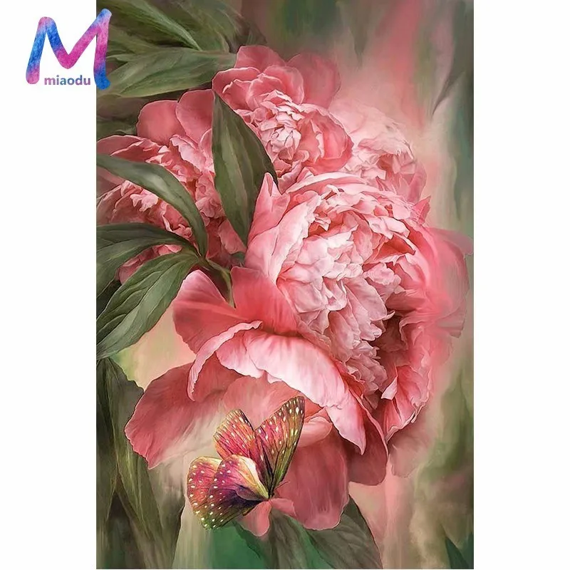 MIAODU 5D DIY квадратная Алмазная вышивка Картина на холсте Алмазная мозаика стразами Выкройка рукоделия домашний Декор Цветы