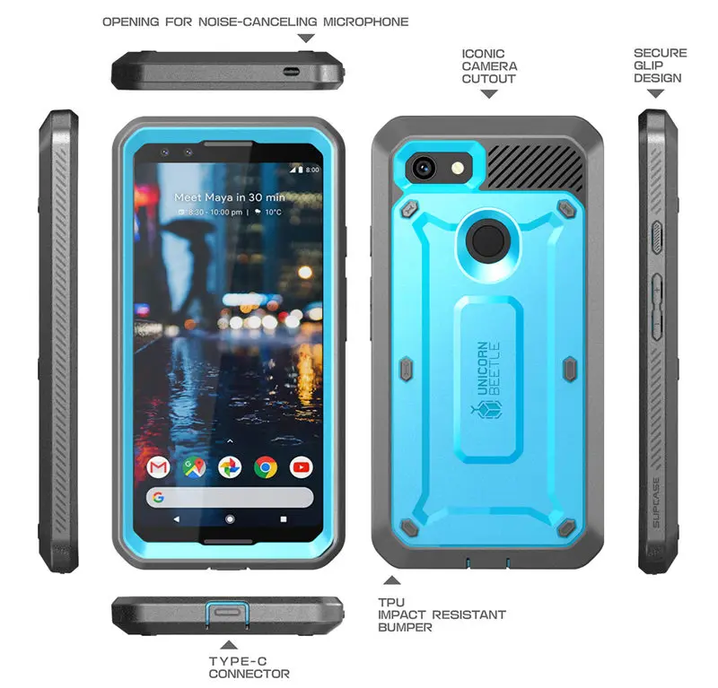 Чехол SUPCASE для Google Pixel 3, чехол серии UB Pro, прочная кобура с клипсой, со встроенным протектором экрана