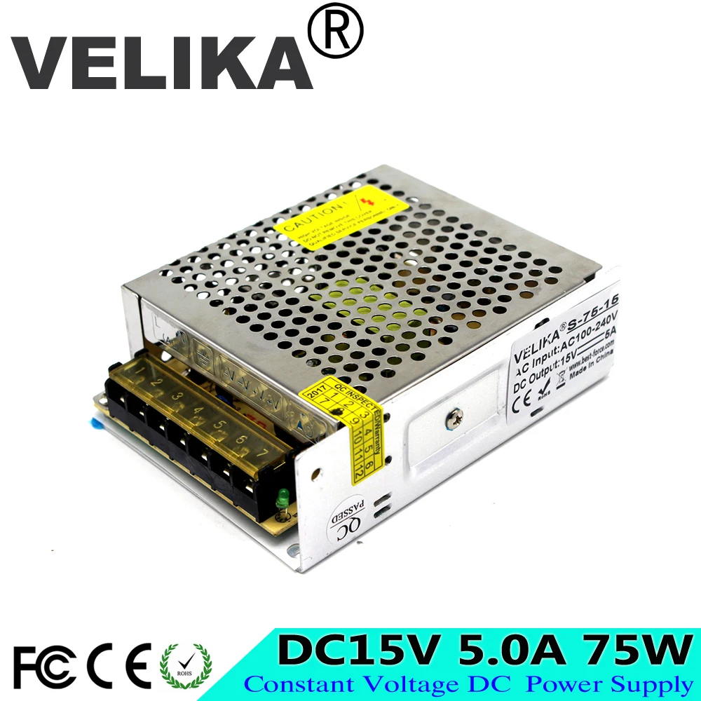 Universial источник питания DC15V 5A 75 Вт импульсный трансформатор освещения 110 В 220 AC DC 15 в