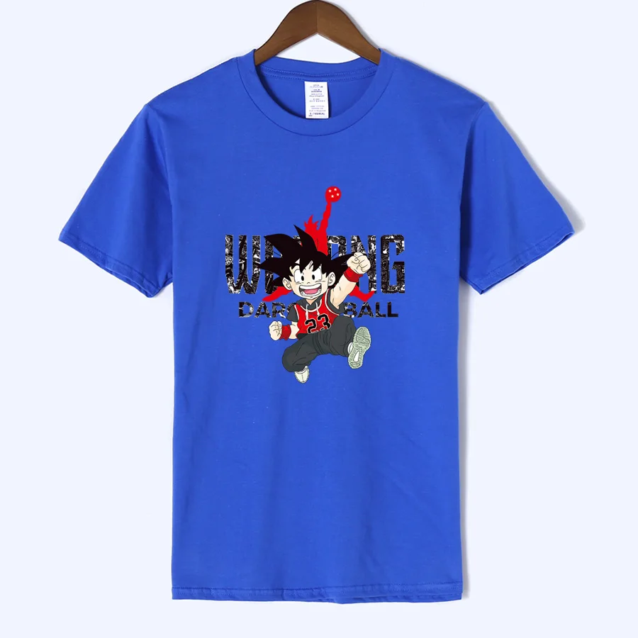 Японского аниме Dragon Ball Z Wukong Футболка с принтом Jordan 23 Мужская облегающая одежда для бодибилдинга белая футболка camiseta hombre - Цвет: blue
