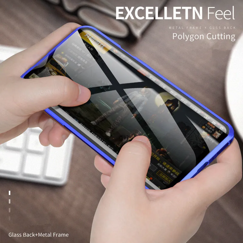 

Luxury Metal Magnetic Front Back tempered Glass Case For Samsung Galaxy A7 A9 2018 /A750 Cases Flip Bumper Metal Frame Coque
