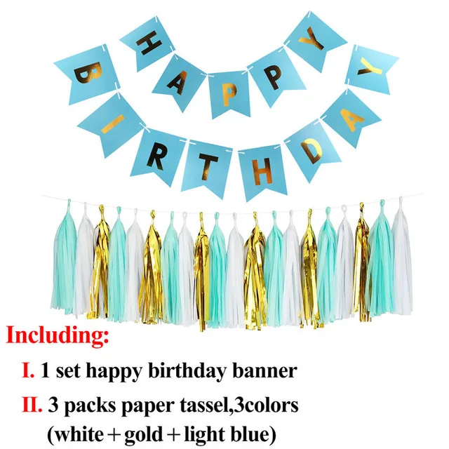 Баннер на день рождения с надписью Happy Birthday Бумажная гирлянда флажками