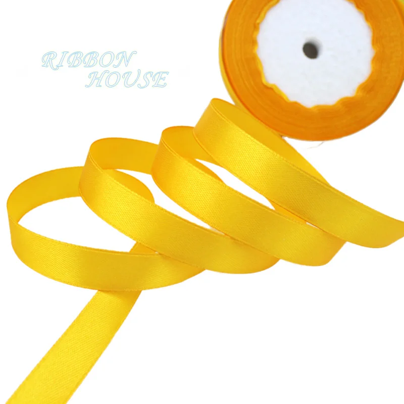 Orange Yellow 25 ярдов/рулон) атласная лента оптом, подарочная упаковка, рождественские украшения сделай сам, с лентой, с местом для рулон ткани(6/10/12/15/20/25/40 мм - Цвет: Orange Yellow