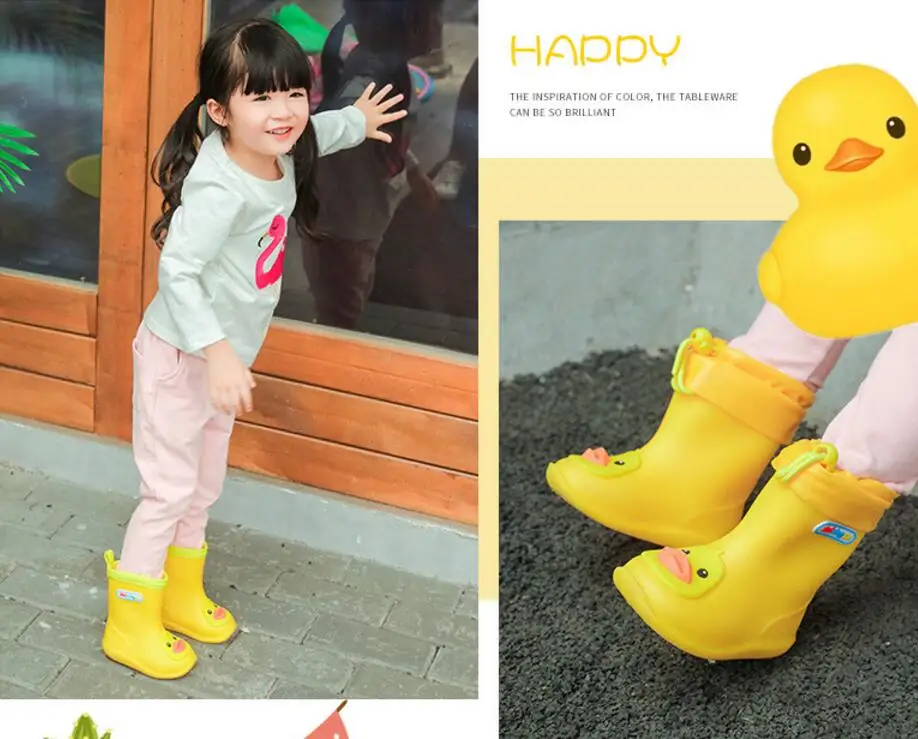Детские непромокаемые сапоги для мальчиков и девочек на весну осень зиму ярких