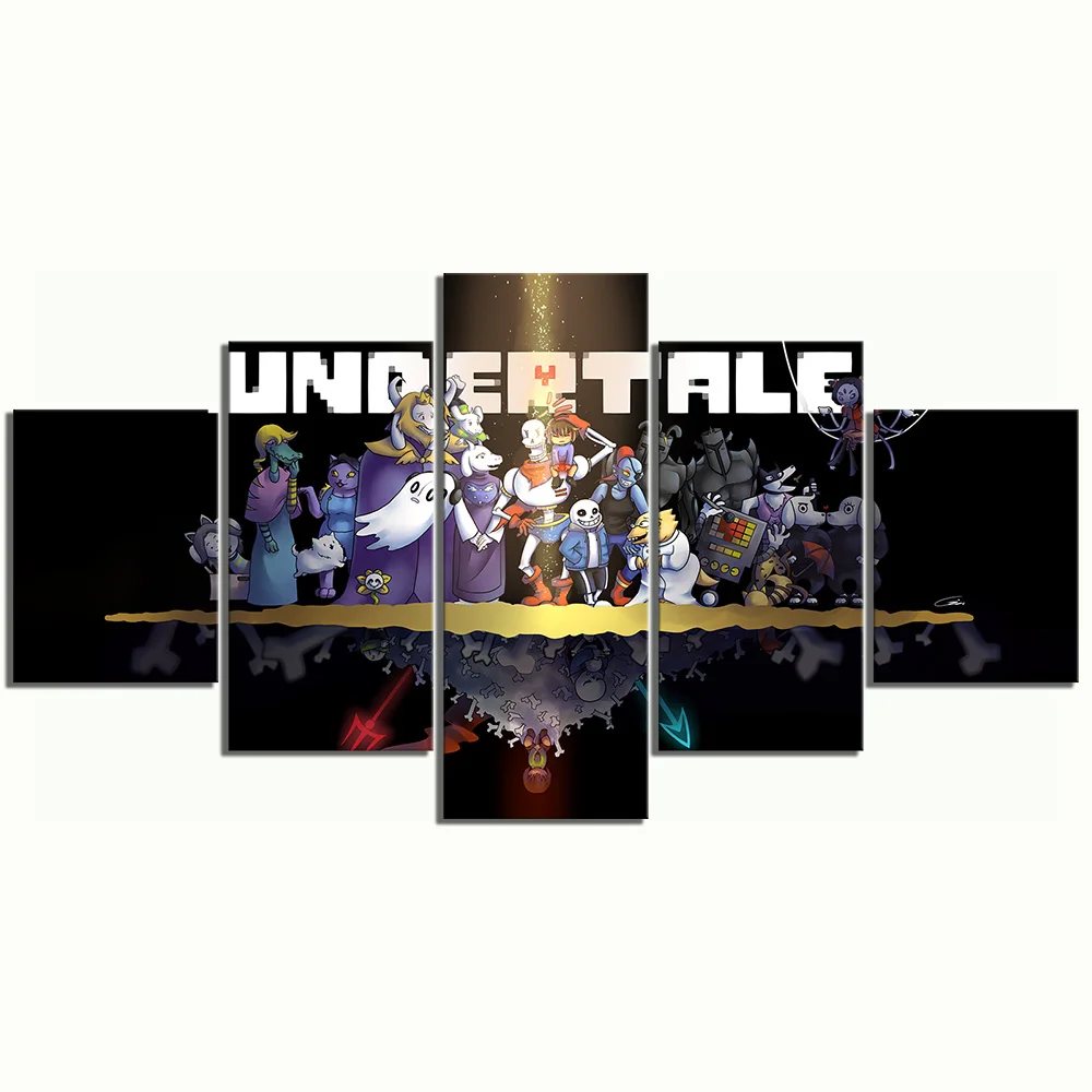 Настенные художественные картины холст постеры для украшения дома UNDERTALE игры 5 панель мультфильм Абстрактная живопись HD печатная фоторамка