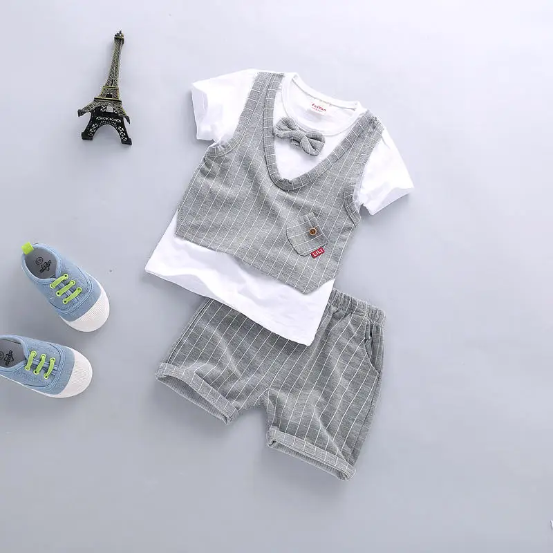baby boy gentleman suit summer clothes set newborn infant clothing 2 piece t-shirt + shorts little man outfit for boys 2019 |
