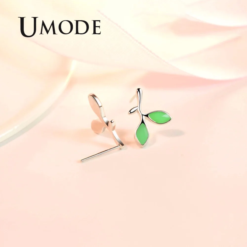 Женские серьги-гвоздики с листьями UMODE простые маленькие ювелирные украшения в