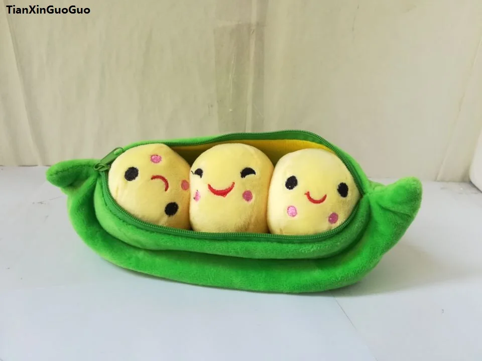 about 25cm lovely pea plush toy 3 peas in a pod pea soft doll kid's toy gift w0800