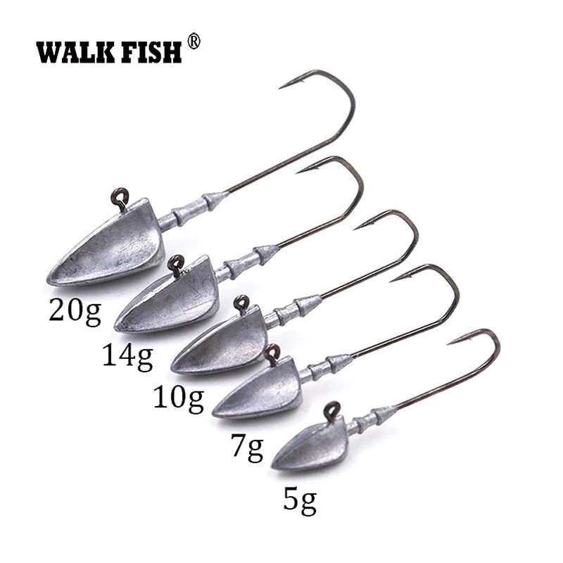Walk Fish 5 шт./лот крючки с головкой 3 г 7 10 14 20 крючок свинцовой для приманки джиг