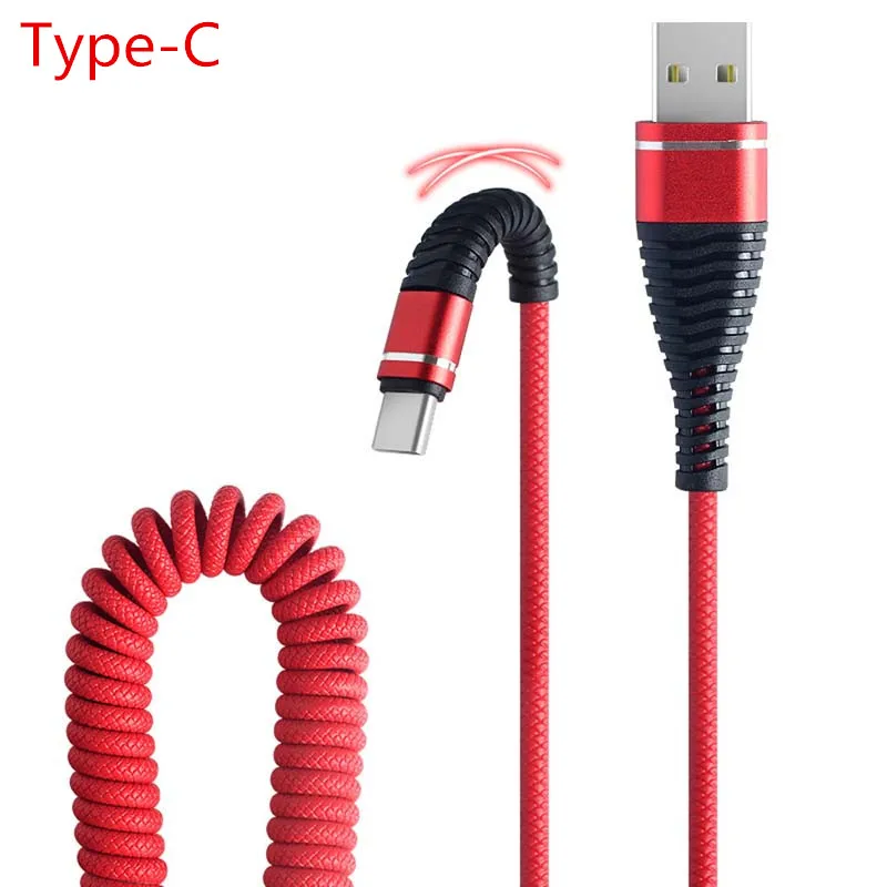 Micro USB 1,2 м удлиненный телефонный кабель прочный и портативный кабель Type-c для быстрой зарядки и передачи данных для Android универсальные кабели - Цвет: For Type-C