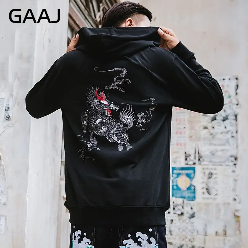 Мужская толстовка GAAJ в японском стиле с вышивкой Китайский единорог 2019 модная