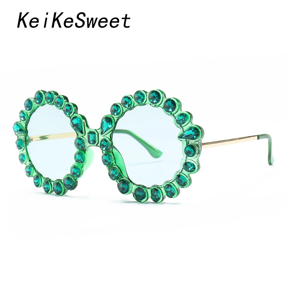 KeiKeSweet Роскошные брендовые Дизайнерские Большие Круглые Солнцезащитные очки с