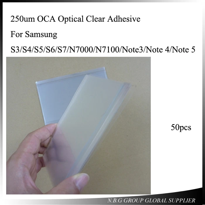 50 шт./лот 250um OCA Оптический прозрачный клей для Samsung S3/S4/S5/S6/S7/N7000/N7100/Note 3 4/Note 5