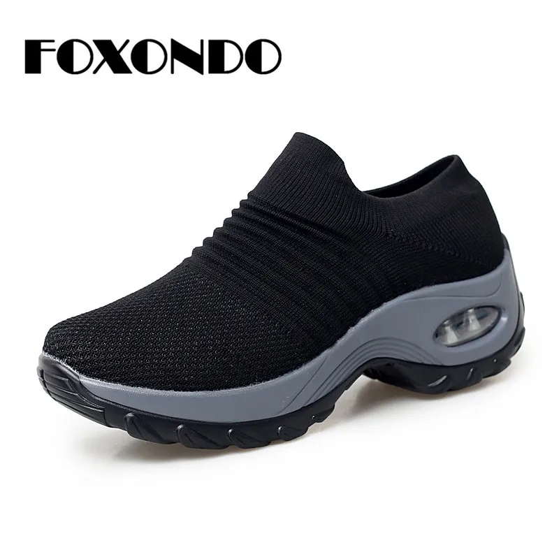 FOXONDO/2019 г. весенние женские кроссовки обувь на плоской платформе дышащие сетчатые