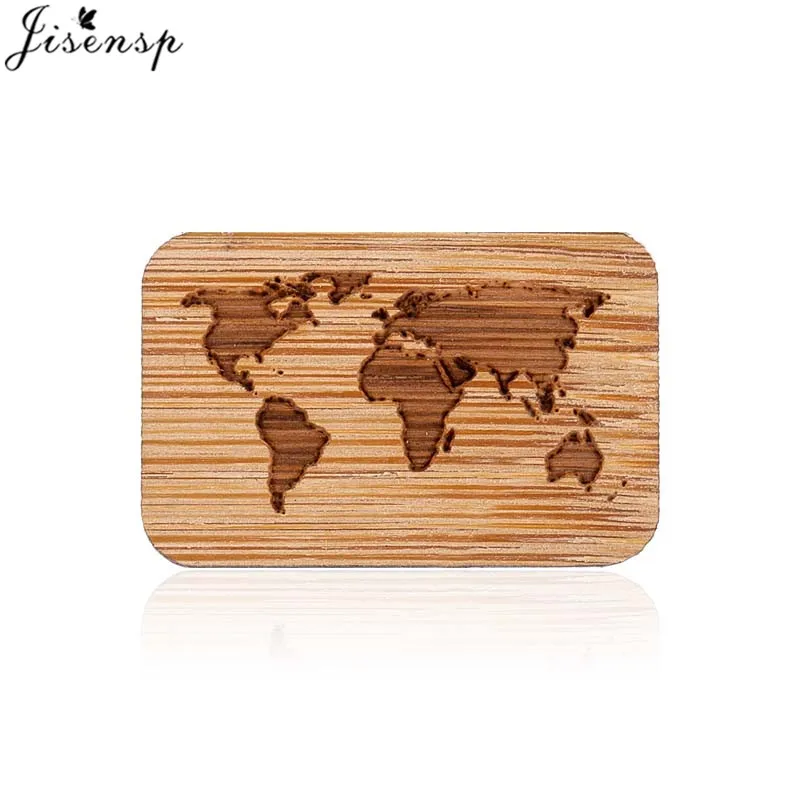 Jisensp Винтаж World Travel деревянные броши шпильки простой прямоугольник Карта Мира