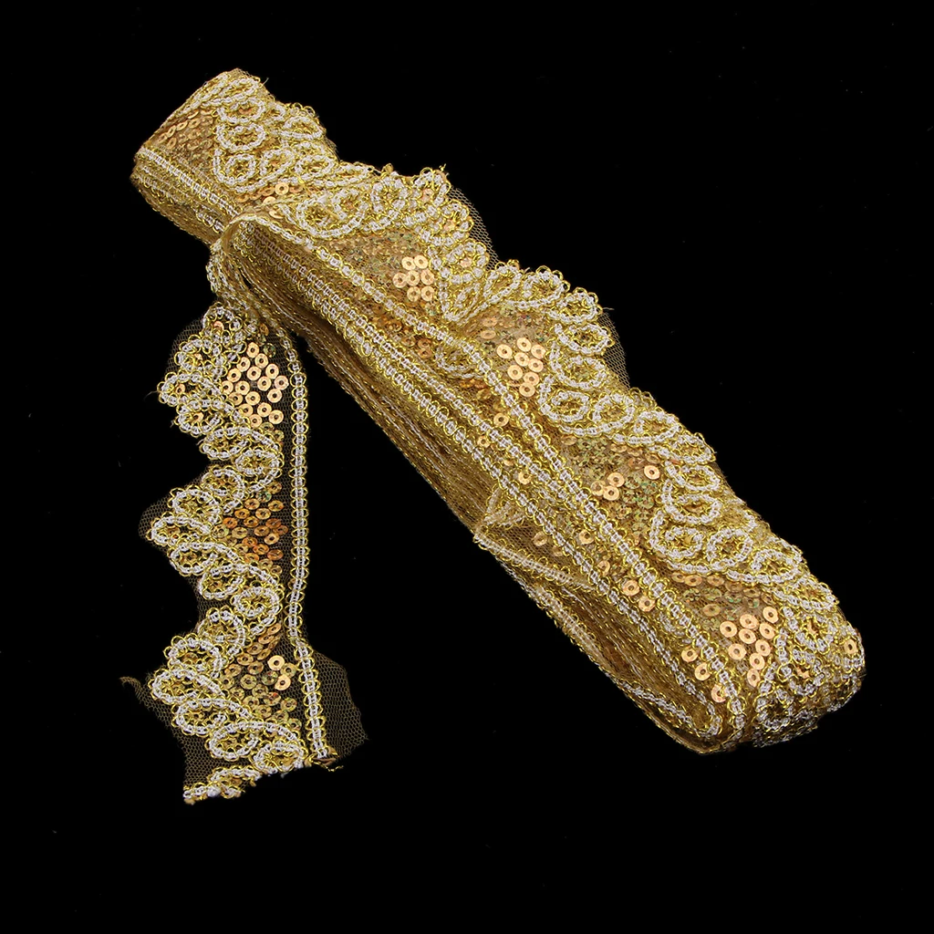 10 ярдов кружевная отделка/лента блесток бисером платье край шитье Вязание