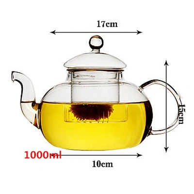 1000ml 400~ 1000 мл хороший термостойкий Стеклянный Чайник Пуэр Цветущий чайник Microwavable безопасный для плиты чай горшок Onsale чайная посуда подарочный набор - Цвет: 1000ml