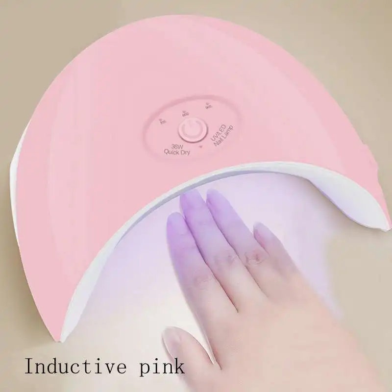 Inductive pink 36 Вт Сушилка для ногтей УФ светодиодная лампа для всех гелей умная светотерапия машина для ногтей отверждения интеллектуального высокого качества 60 s/120 s таймер - Цвет: Inductive pink