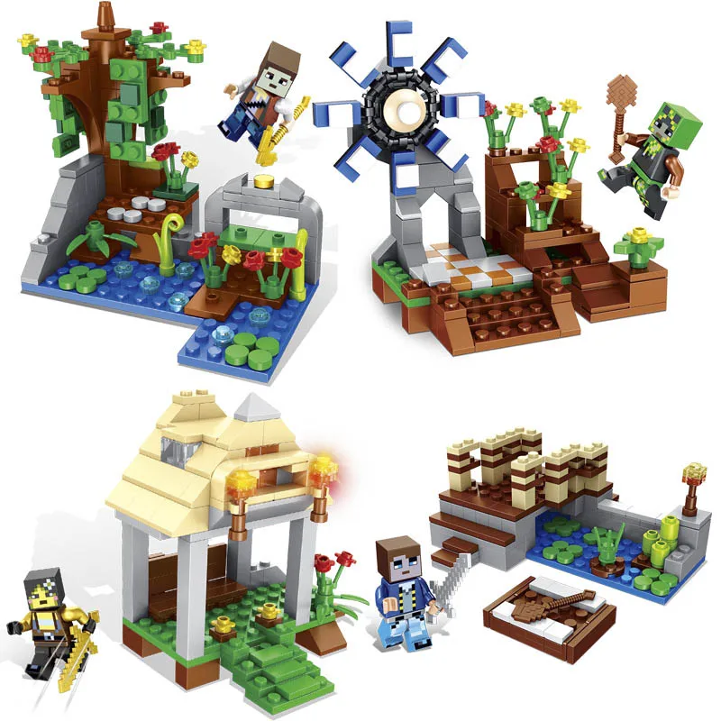 Minecrafted Legoingly мой мировое строительство Конструкторы деревня дерево дом серии