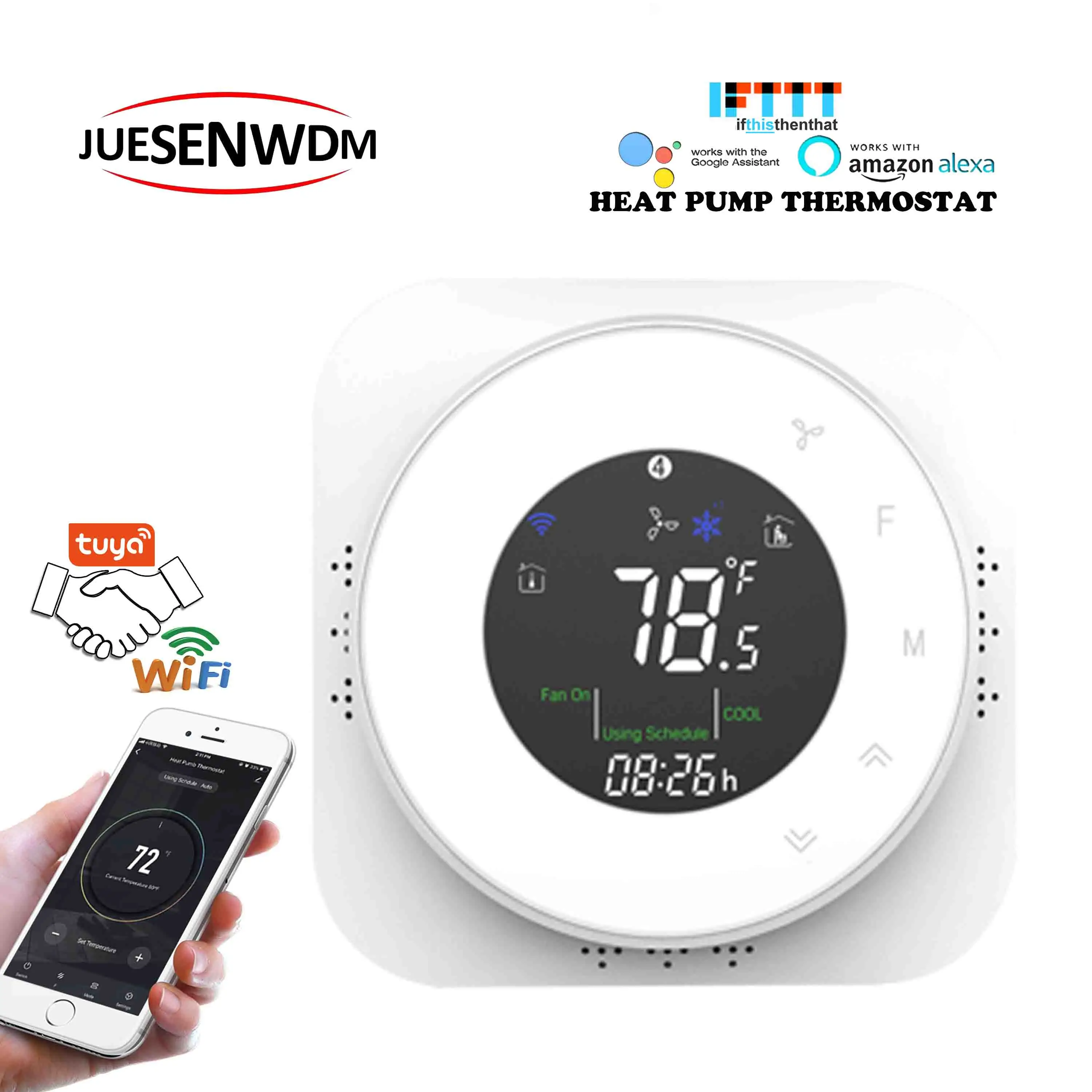 Термостат с регулируемым тепловым насосом 24VAC ℃ и ℉ Wi-Fi контроль температуры для