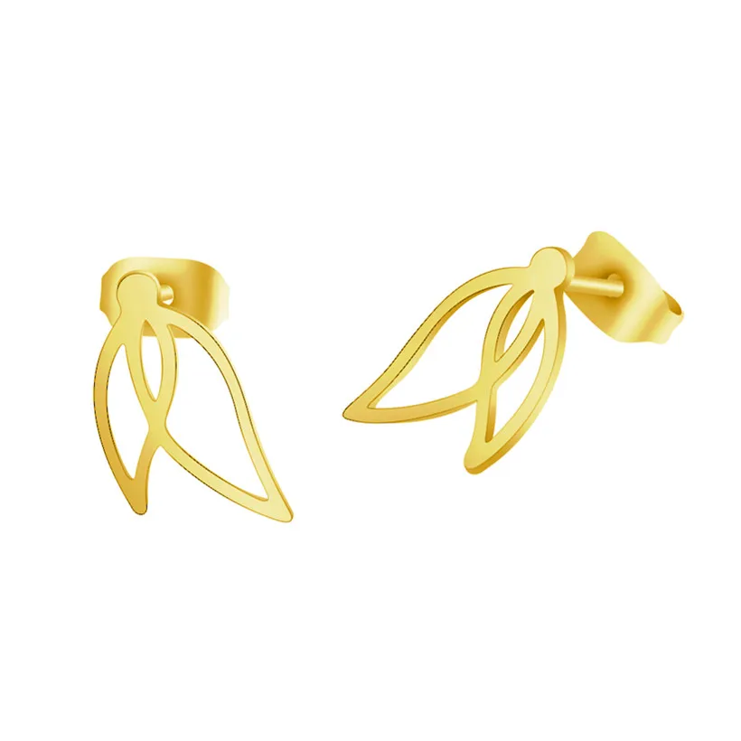 Бижутерия из нержавеющей стали мини серьги гвоздики в форме листа Модные женские