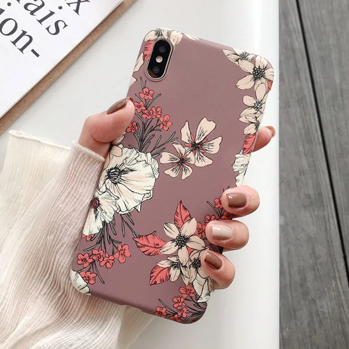 Чехол для телефона в стиле ретро с цветными цветами для iphone XR XS Max X 6 6S 7 8 Plus 11 11Pro Max Leaf матовый мягкий Художественный Цветочный чехол - Цвет: Style 2