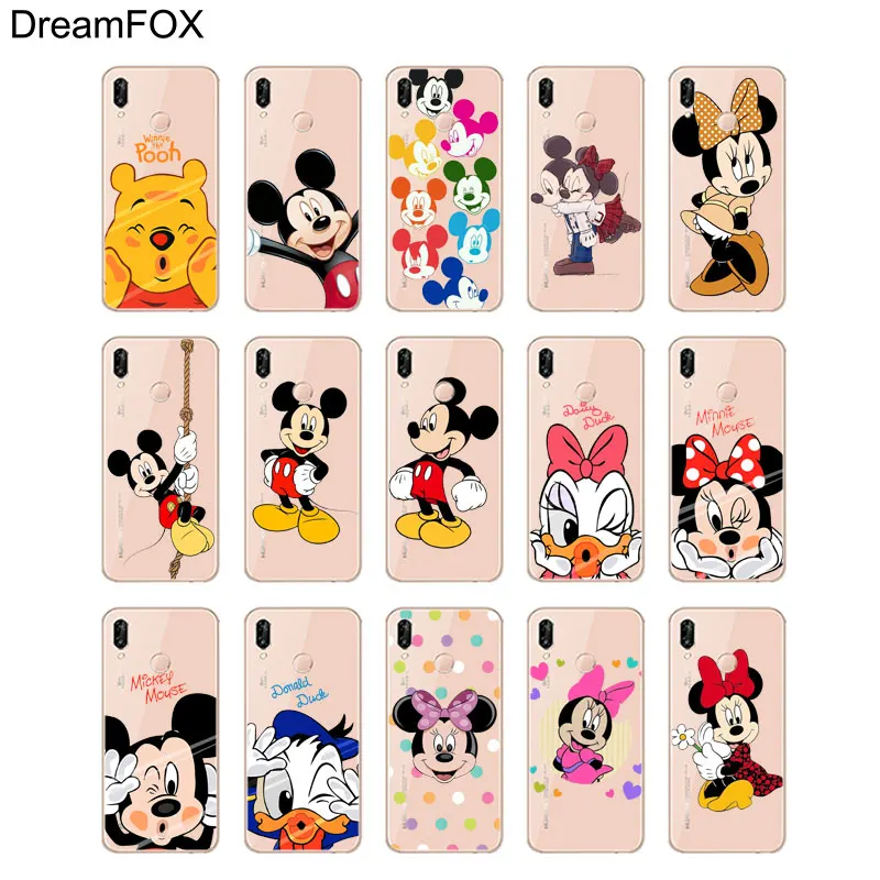 DREAMFOX L018 Мягкий силиконовый чехол из ТПУ с изображением Микки и Минни Маус для huawei