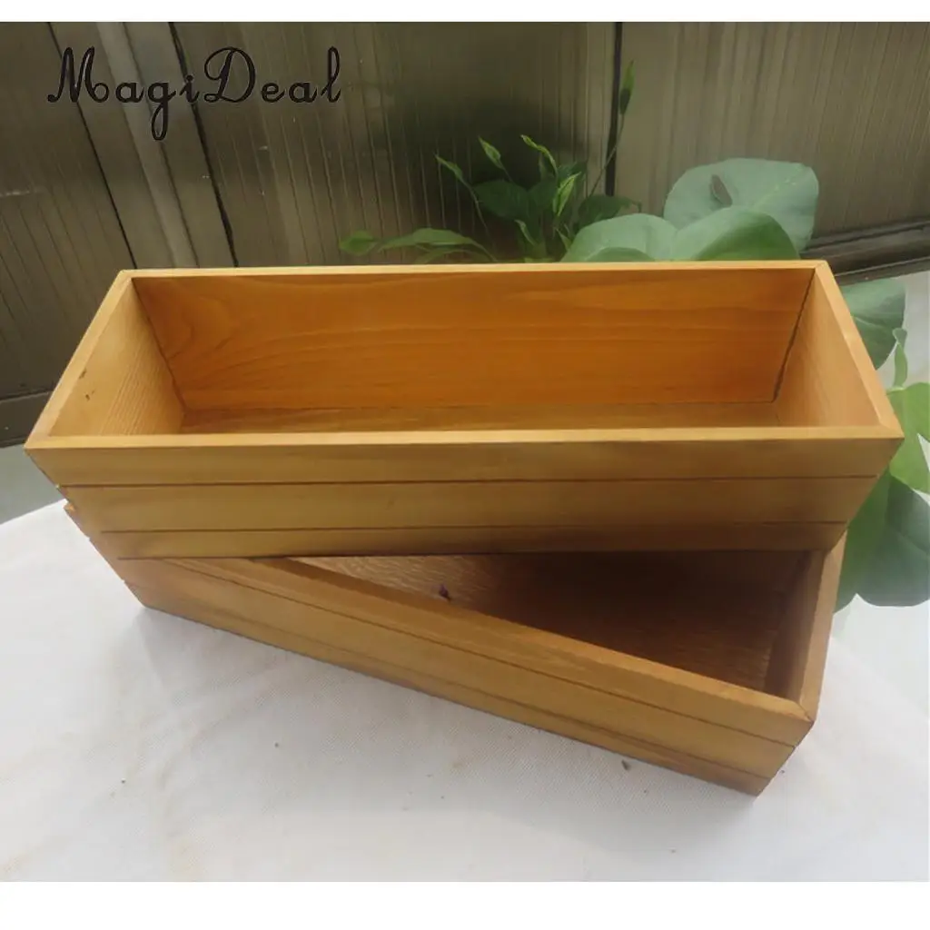 

MagiDeal 2 Piece Wooden Succulent Plant Flower Grow Bed Pot Box Garden Planter