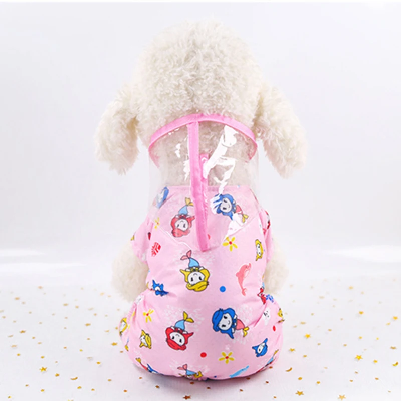 Дождевик для собак с капюшоном Водонепроницаемая дышащая одежда мультяшным