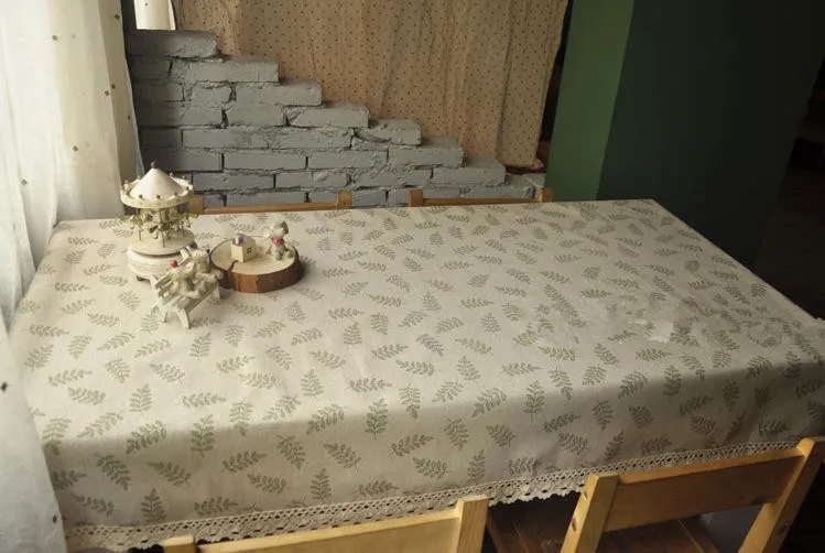 Pastoral Style Linen Tablecloth Leave Pattern Table Cloth Zakka Tablecloths For Picnic And Home Decoration # 85 | Дом и сад