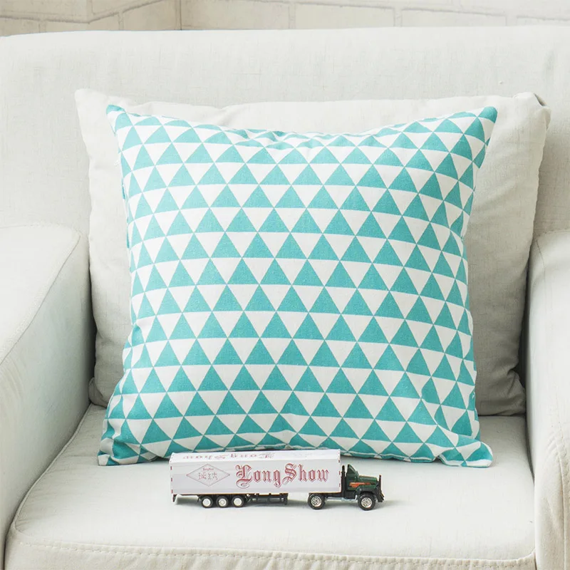 light blue geometric Домашние декоративные милый желтый/зеленый/синий/серый Цвет детские штаны с геометрическим принтом хлопковая льняная Подушка Чехол наволочка - Цвет: light blue geometric