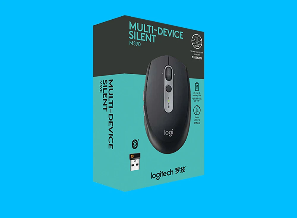 Многофункциональная Бесшумная беспроводная компьютерная мышь logitech M590 с Bluetooth для Windows 7,8, 10 Mac OX хромированная ОС Linux kerel 2,6