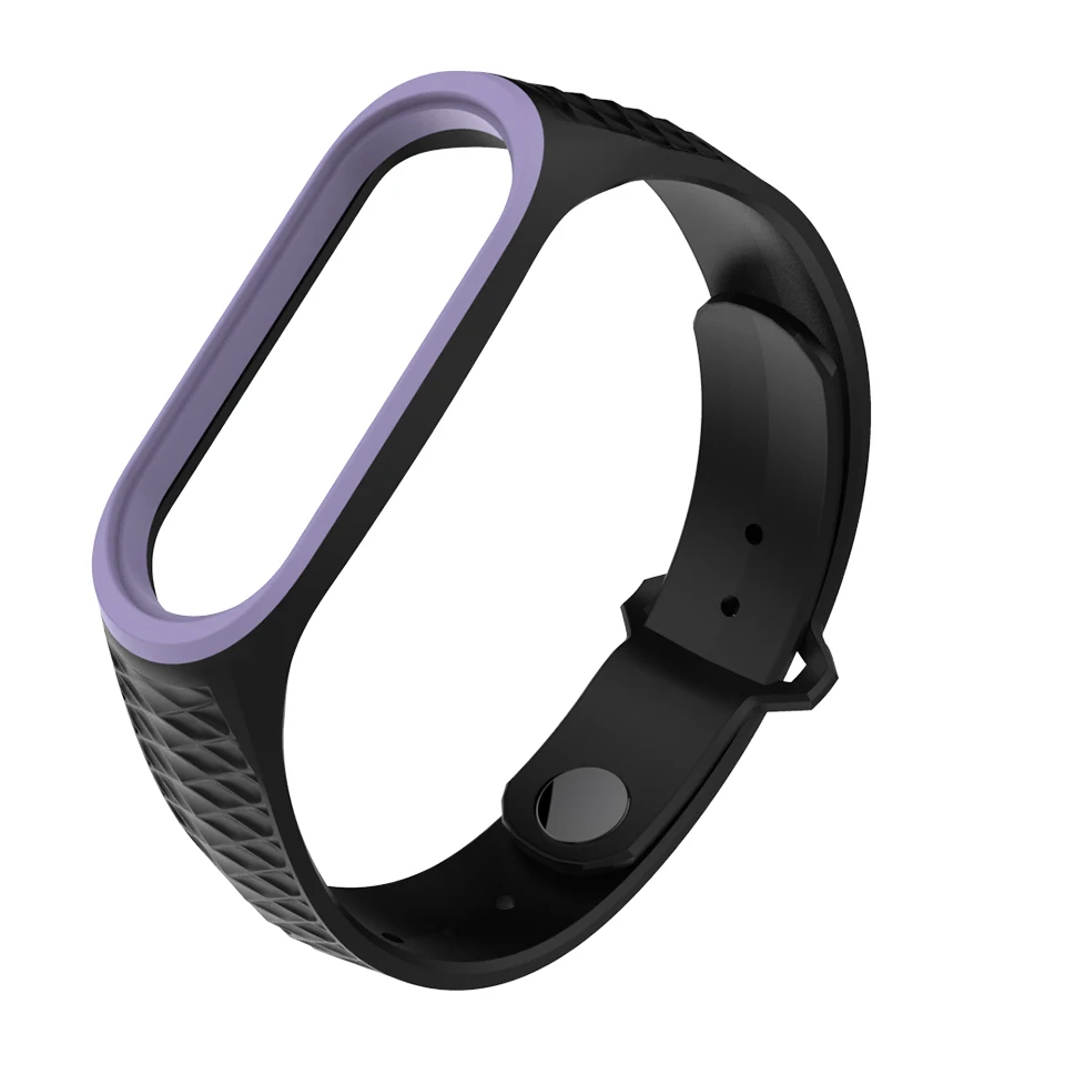 black and purple Mi jobs для mi band 4 ремешок силиконовый браслет для Xiao mi 4 3 ремешок умные аксессуары для mi band 4 3 Ремешок Браслет Aurora Sport - Цвет: black and purple