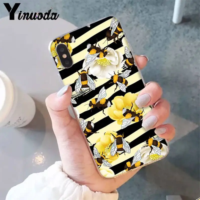 Yinuoda рисунок пчелы милый мультяшный чехол для телефона с цветочным рисунком для iPhone 8 7 6 6S Plus 5 5S SE XR X XS MAX 10 11 11pro 11promax