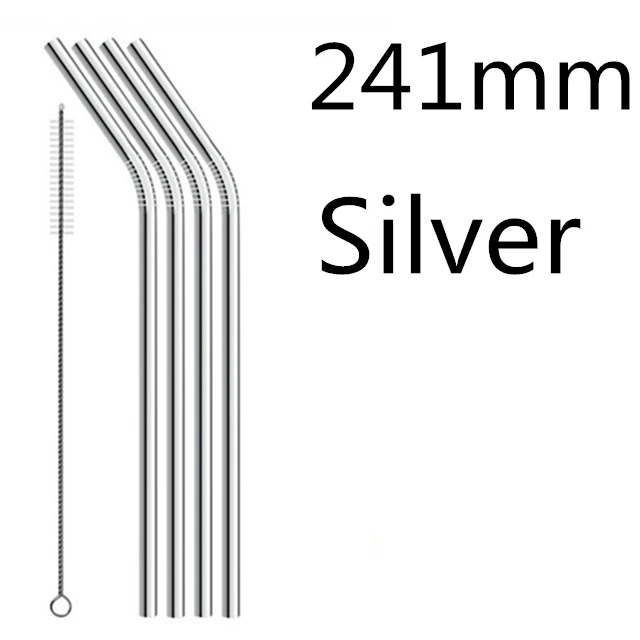 Silver 241 4 шт./компл. Многоразовые соломинкой Высокое качество 304 Нержавеющая сталь металлическая соломинка с чистящая щетка для кружек панели инструментов - Цвет: Silver 241