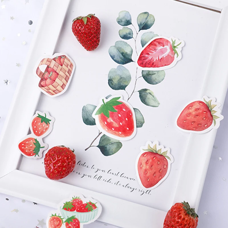 45 Pcs/box cute strawberry fruit paper sticker decoration stickers DIY for craft diary scrapbooking planner label | Дом и сад