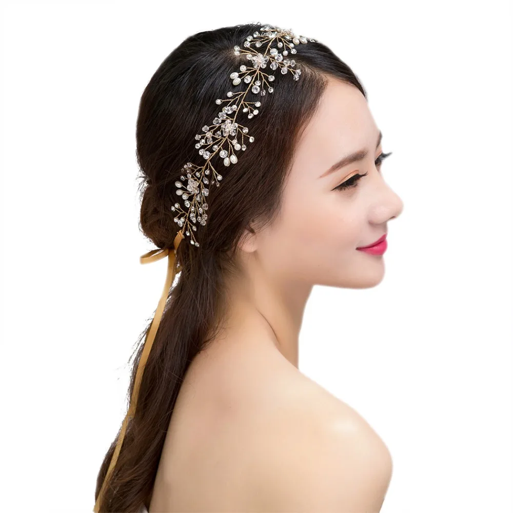 Женские свадебные украшения ручной работы элегантные Стразы с цветами и
