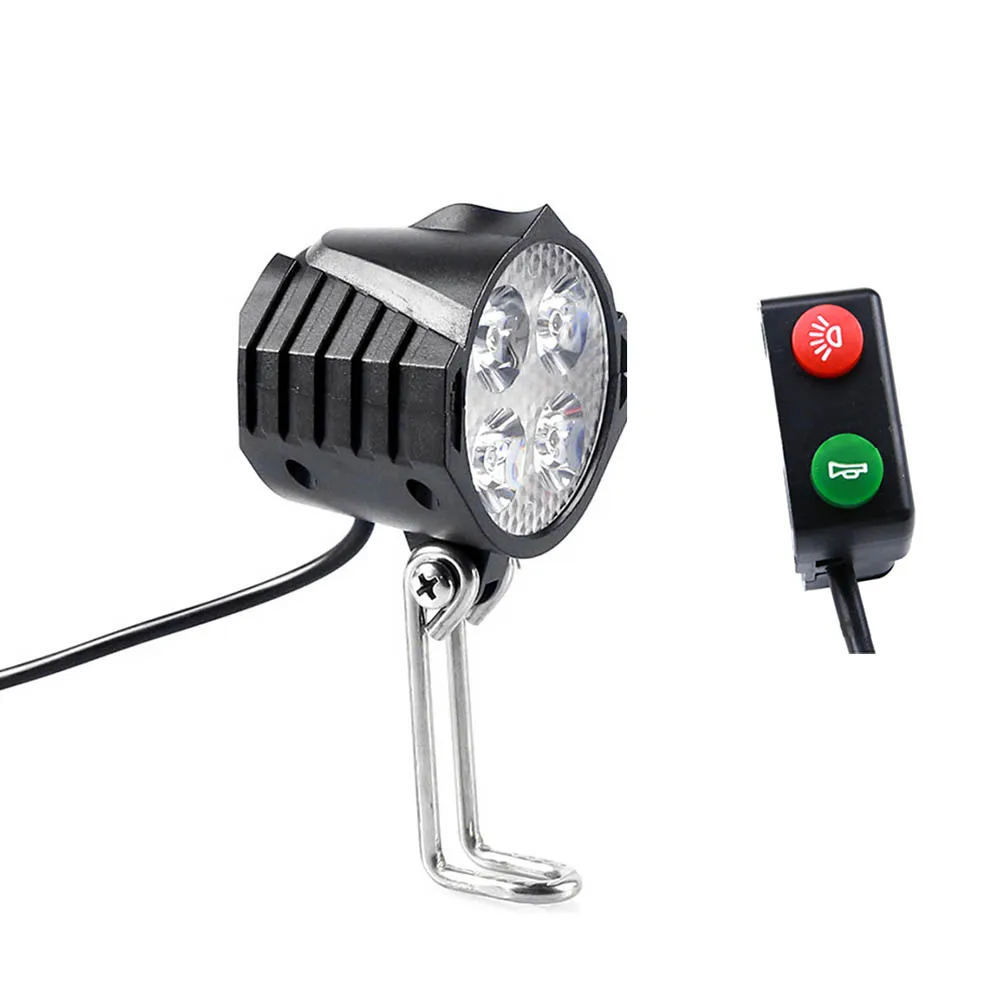 12v 24v 36v 48v 60v 72v elektrische fahrrad licht mit horn wasserdichte hohe qualität scheinwerfer horn set front scheinwerfer free global shippi