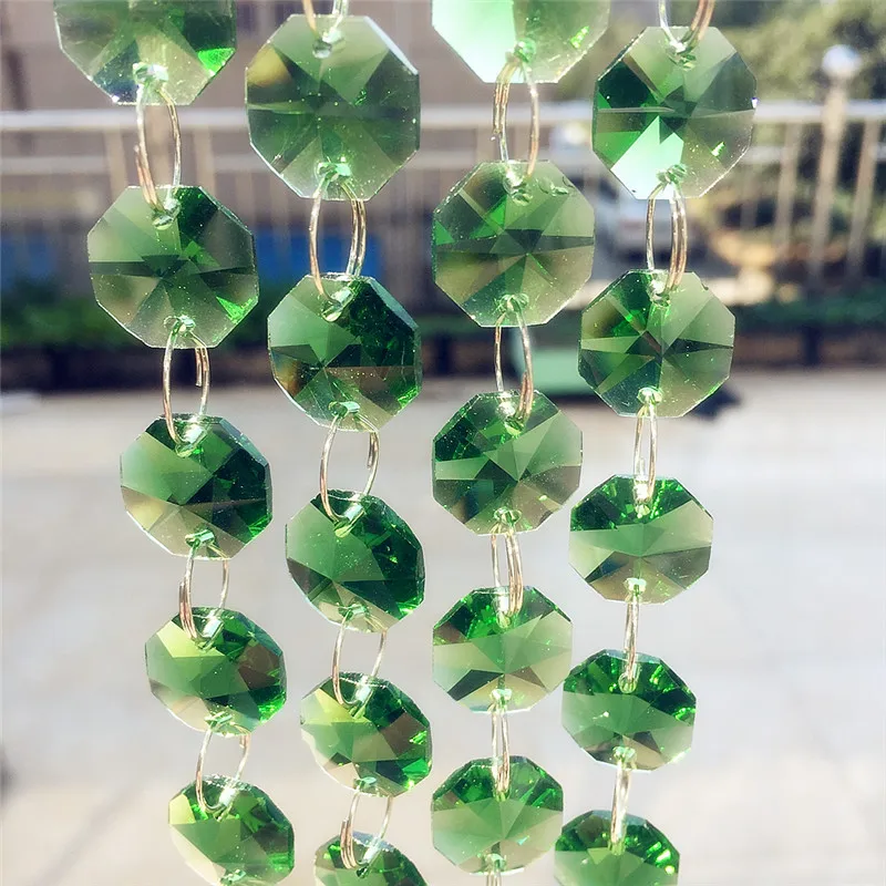 

50m Dark Green Decorative Glass Crystal Garlands Table Centerpieces Decoration And Wishing Tree Strands