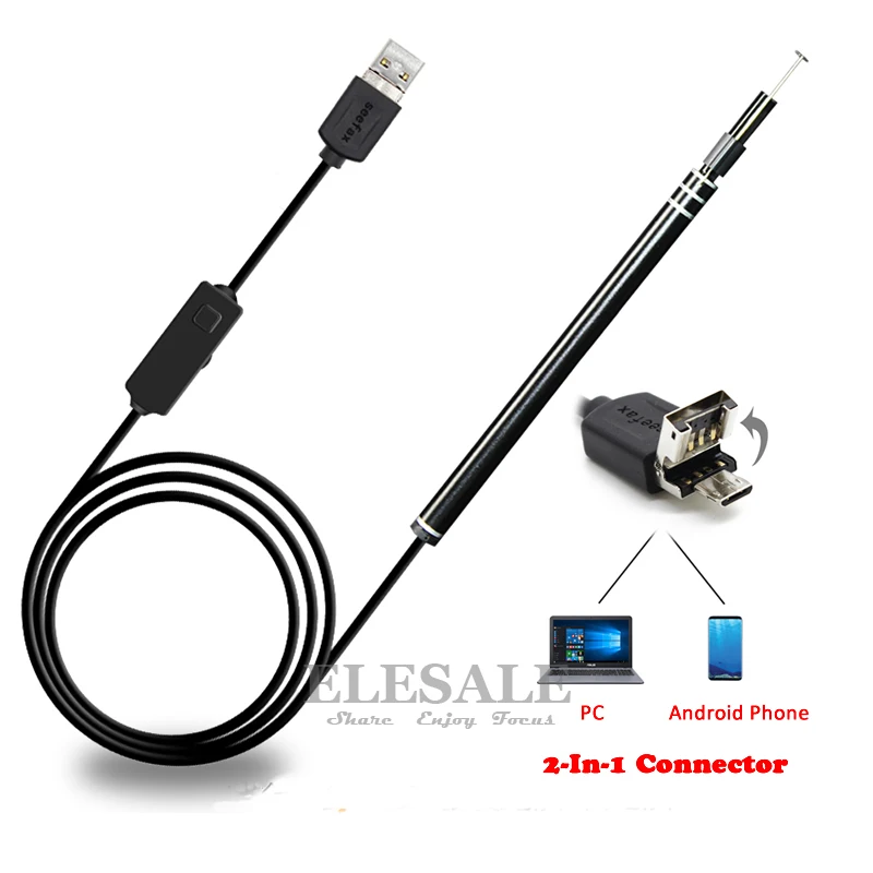USB отоскоп 2 в 1 высокого качества для ушной камеры OTG Xiaomi Samsung Android ПК очистка ушей